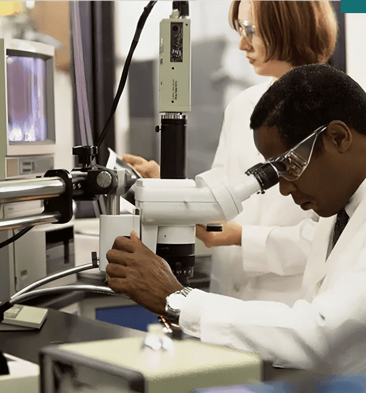 Scientists working with advanced laboratory equipment.
